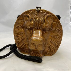TIMMY WOODS Beverly Hills Collection Lion Head Acacia Wood Purse